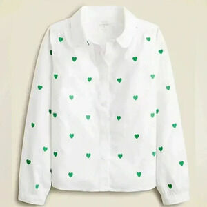 NWT • JCREW crewcuts girls heart embroidered button up 3T